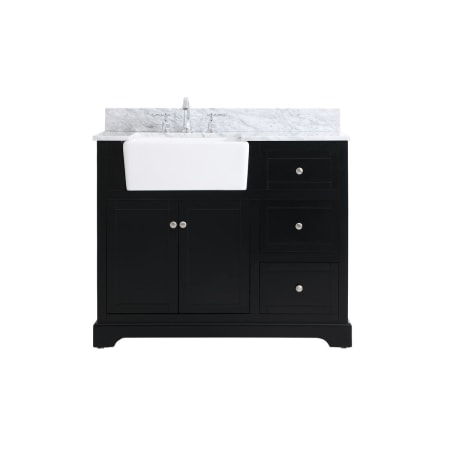 Elegant Lighting Franklin 42" Free Standing Single Basin Vanity Set with Cabinet and Marble Vanity Top Black