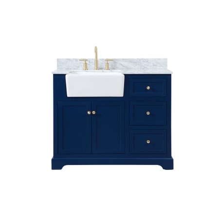 Elegant Lighting Franklin 42" Free Standing Single Basin Vanity Set with Cabinet and Marble Vanity Top Blue