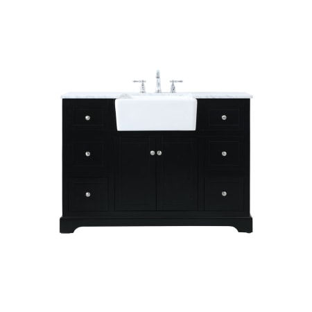 Elegant Lighting Franklin 48" Free Standing Single Basin Vanity Set with Cabinet and Marble Vanity Top Black