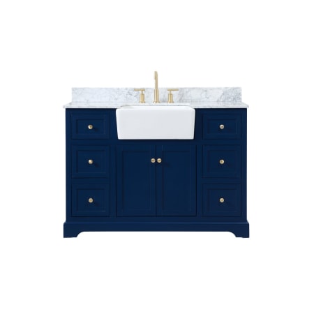 Elegant Lighting Franklin 48" Free Standing Single Basin Vanity Set with Cabinet and Marble Vanity Top Blue