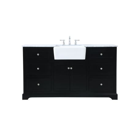 Elegant Lighting Franklin 60" Free Standing Single Basin Vanity Set with Cabinet and Marble Vanity Top Black