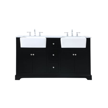 Elegant Lighting Franklin 60" Free Standing Double Basin Vanity Set with Cabinet and Marble Vanity Top Black