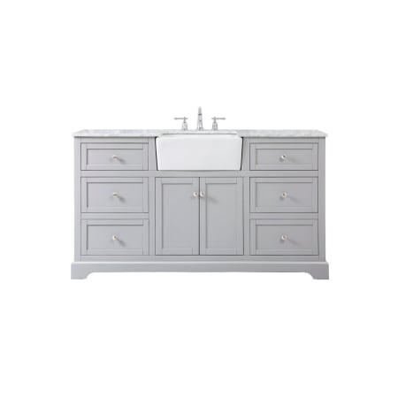 Elegant Lighting Franklin 60" Free Standing Single Basin Vanity Set with Cabinet and Marble Vanity Top Grey