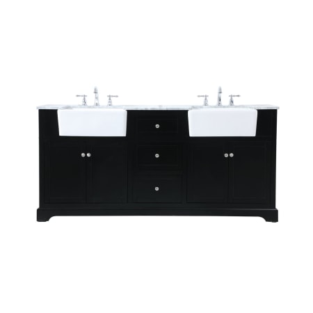 Elegant Lighting Franklin 72" Free Standing Double Basin Vanity Set with Cabinet and Marble Vanity Top Black