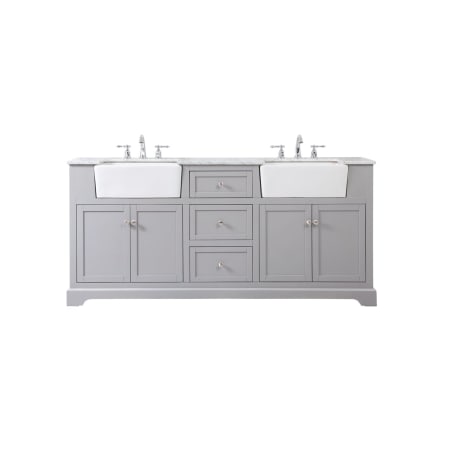 Elegant Lighting Franklin 72" Free Standing Double Basin Vanity Set with Cabinet and Marble Vanity Top Grey