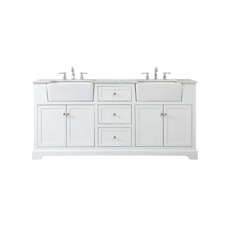 Elegant Lighting Franklin 72" Free Standing Double Basin Vanity Set with Cabinet and Marble Vanity Top White
