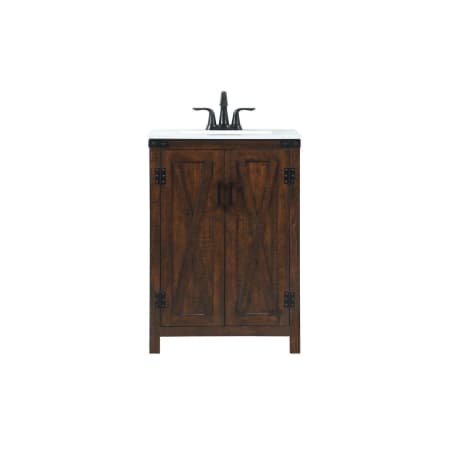 Elegant Lighting Grant 24" Free Standing Single Basin Vanity Set with Cabinet and Engineered Marble Vanity Top Expresso