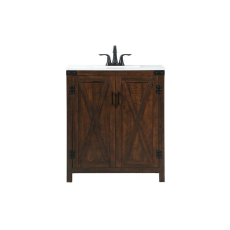 Elegant Lighting Grant 30" Free Standing Single Basin Vanity Set with Cabinet and Engineered Marble Vanity Top Expresso