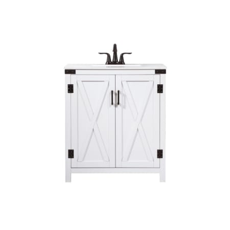 Elegant Lighting Grant 30" Free Standing Single Basin Vanity Set with Cabinet and Engineered Marble Vanity Top White