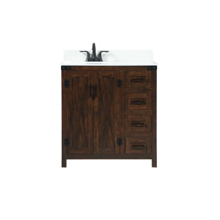 Elegant Lighting Grant 32" Free Standing Single Basin Vanity Set with Cabinet, Engineered Marble Vanity Top, and Backsplash Expresso
