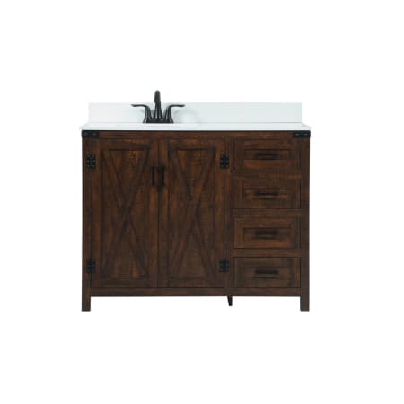 Elegant Lighting Grant 42" Free Standing Single Basin Vanity Set with Cabinet, Engineered Marble Vanity Top, and Backsplash Expresso