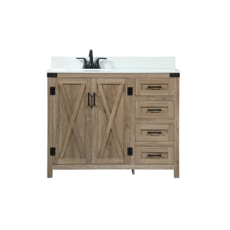 Elegant Lighting Grant 42" Free Standing Single Basin Vanity Set with Cabinet, Engineered Marble Vanity Top, and Backsplash Natural Oak