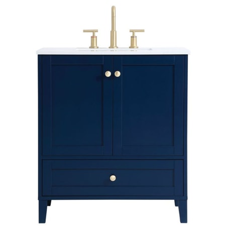 Elegant Lighting Sommerville 30" Free Standing Single Basin Vanity Set with Cabinet and Engineered Marble Vanity Top Blue