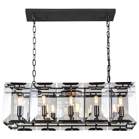 Elegant Lighting Monaco 10 Light 34" Wide Linear Chandelier Flat Black (Matte)