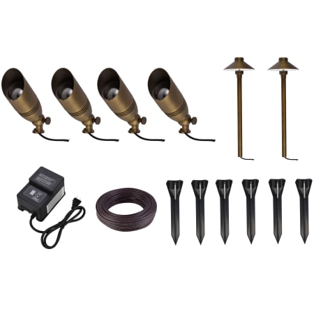 Elegant Lighting Cast Brass Landscape Kit - 4 Accent Lights and 2 Path Lights Antique Brass