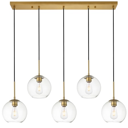 Elegant Lighting Baxter 5 Light 42" Wide Linear Pendant Brass / Clear