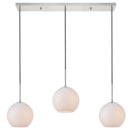 Elegant Lighting Baxter 3 Light 36" Wide Linear Pendant Chrome / Frosted White