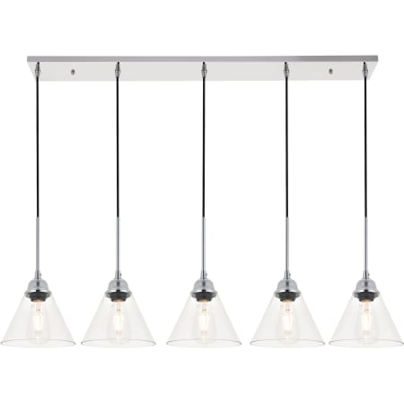 Elegant Lighting Histoire 5 Light 47" Wide Linear Pendant Chrome / Clear