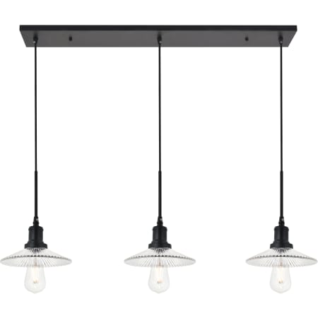 Elegant Lighting Waltz 3 Light 41" Wide Linear Pendant Black / Clear