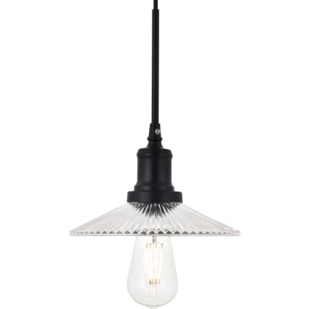 Elegant Lighting Waltz Single Light 9" Wide Mini Pendant Black / Clear