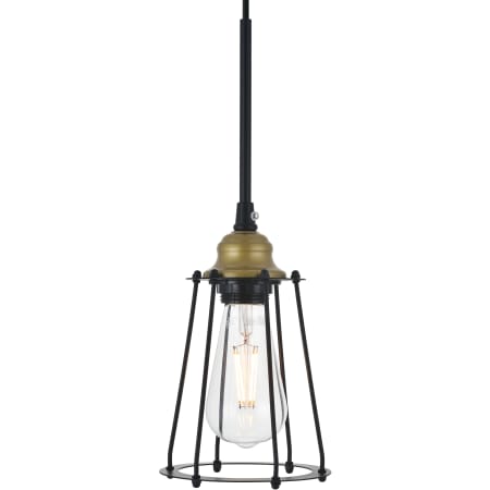 Elegant Lighting Auspice Single Light 5" Wide Mini Pendant Brass / Black