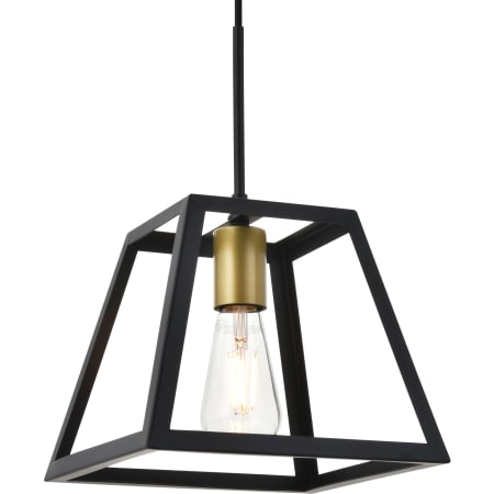 Elegant Lighting Resolute Single Light 9" Wide Mini Pendant Brass / Black