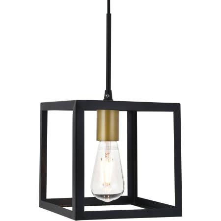 Elegant Lighting Resolute Single Light 8" Wide Mini Pendant Brass / Black