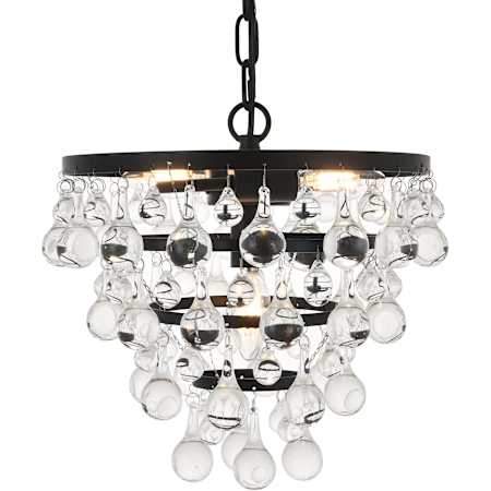 Elegant Lighting Kora 3 Light 13" Wide Crystal Pendant Black / Clear