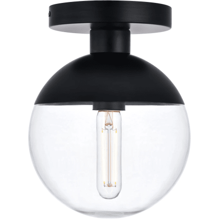 Elegant Lighting Eclipse 8" Wide Semi-flush Globe Ceiling Fixture Black