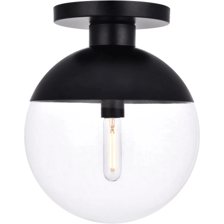 Elegant Lighting Eclipse 12" Wide Semi-Flush Globe Ceiling Fixture Black