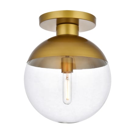 Elegant Lighting Eclipse 12" Wide Semi-Flush Globe Ceiling Fixture Brass