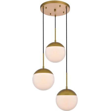 Elegant Lighting Eclipse 3 Light 18" Wide Multi Light Pendant Brass