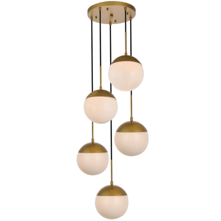 Elegant Lighting Eclipse 5 Light 18" Wide Multi Light Pendant Brass