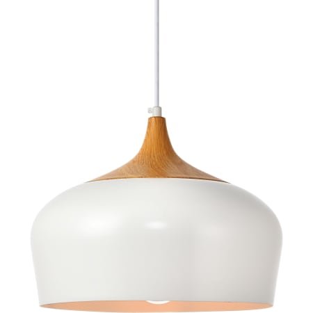 Elegant Lighting Nora Single Light 11-1/2" Wide Pendant with an Aluminum Shade White / Natural Wood