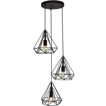 Elegant Lighting Jago 3 Light 18-1/8" Wide Pendant with Aluminum Shades Black