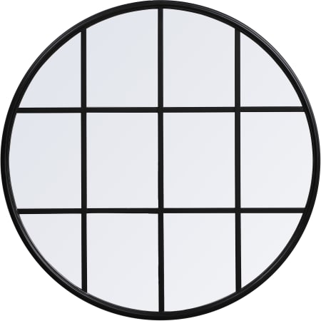 Elegant Lighting Motif 31-1/2" Diameter Circular Metal Framed Bathroom Wall Mirror Black