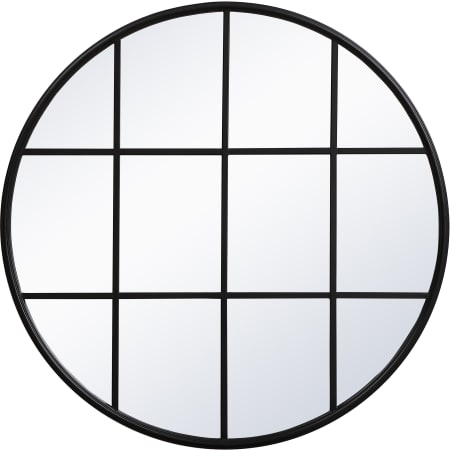 Elegant Lighting Motif 36-1/4" Diameter Circular Metal Framed Bathroom Wall Mirror Black