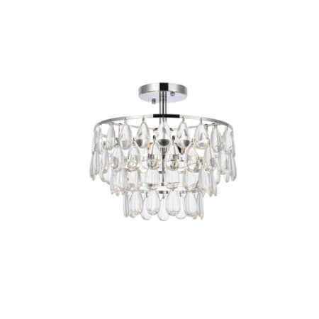 Elegant Lighting Mila 3 Light 14" Wide Semi-Flush Waterfall Ceiling Fixture with Clear Crystal Accents Chrome