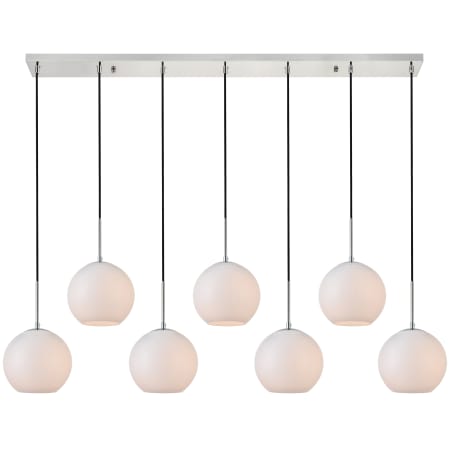 Elegant Lighting Baxter 7 Light 54" Wide Linear Pendant with Frosted Glass Chrome / Frosted White