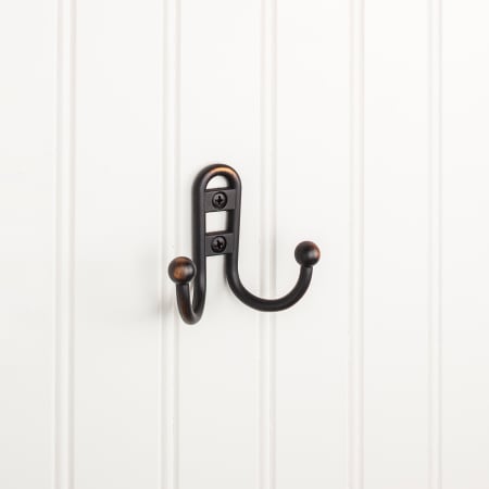 Elements Vintage Simple 2-15/16" Wide Double Prong Wall Mounted Robe Bath Hook with Ball Tip Ends Brushed Oil Rubbed Bronze
