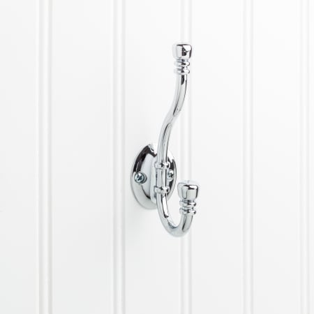 Elements Vintage Farmhouse 1-3/8" Wide Double Prong Single Wall Mount Bath Robe Towel Utility Hook Polished Chrome