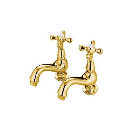 Elements Of Design Double Handle Basin Faucet with American Cross Handles from the St. Louis Collection Polished Brass (PVD)