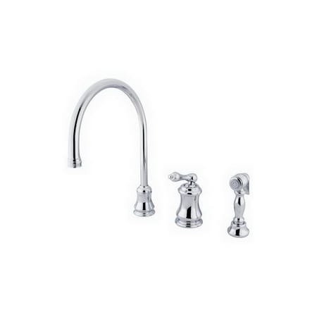 Elements Of Design Single Handle Kitchen Faucet with Metal Lever and Brass Side Spray Chrome