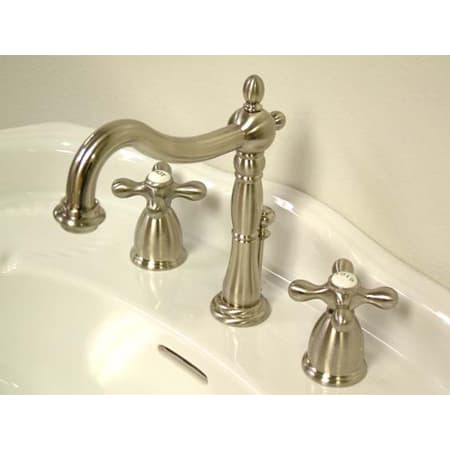Elements Of Design New Orleans Widespread Bathroom Faucet with Metal Cross Handles Satin Nickel