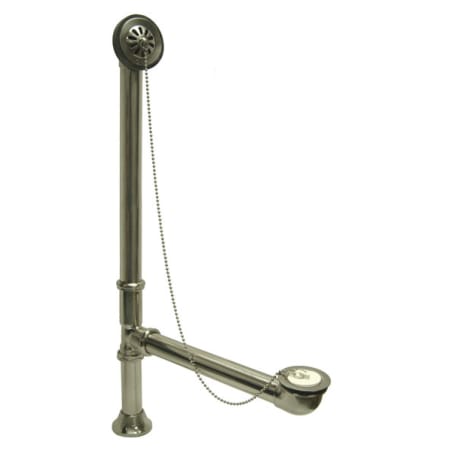 Elements Of Design Exposed Brass Clawfoot Tub Drain with 27" Max Height, Chain and Stopper from the Vintage Collection Satin Nickel