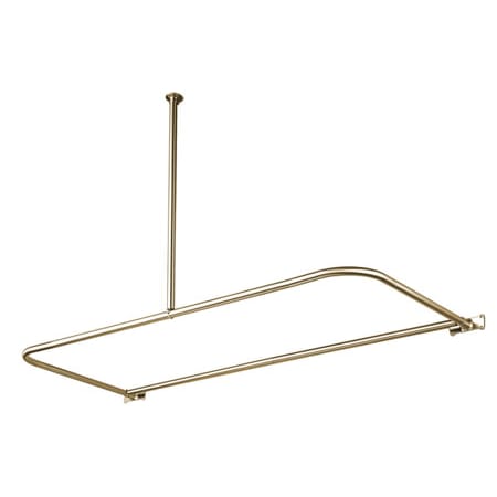 Elements Of Design D-Type Shower Curtain Rod with Ceiling Support from the Vintage Collection Satin Nickel
