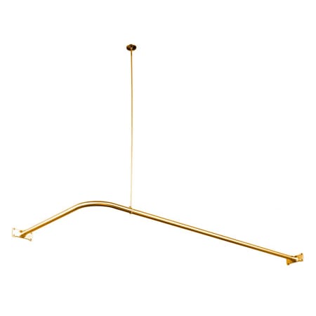 Elements Of Design Corner Style Shower Curtain Rod with Ceiling Support from the Vintage Collection Polished Brass (PVD)