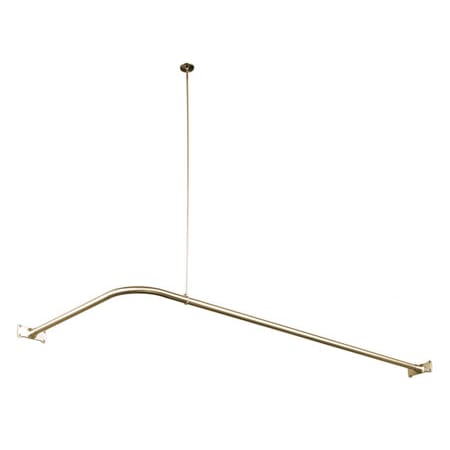 Elements Of Design Corner Style Shower Curtain Rod with Ceiling Support from the Vintage Collection Satin Nickel