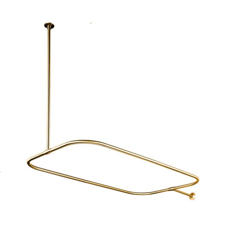 Elements Of Design Rectangular Style Shower Curtain Rod with Ceiling Support from the Vintage Collection Polished Brass (PVD)