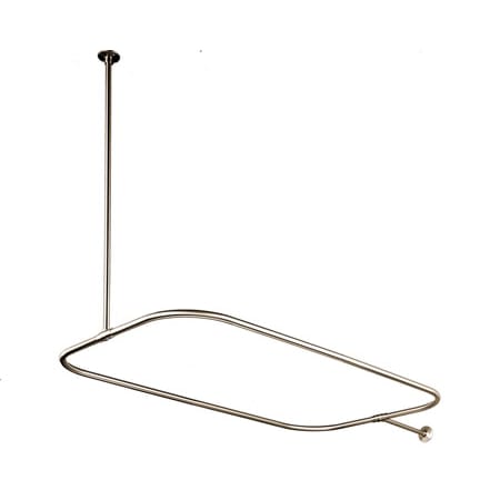 Elements Of Design Rectangular Style Shower Curtain Rod with Ceiling Support from the Vintage Collection Satin Nickel